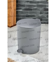 Yuvarlak, Çizgili Pedallı 8L Banyo ve Mutfak Çöp Kovası