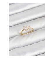 Mey İthalat® Pirinç Gold Renk Zirkon Taşlı Kadın Yüzük