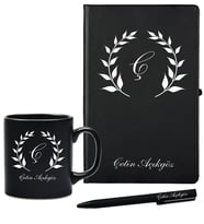 Kişiye Özel Olarak Hazırlanmış Siyah Defter Kupa Kalem Seti