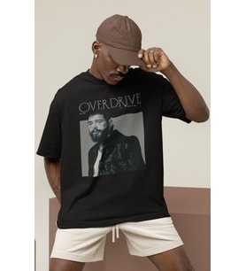 Tasarım Overdrive Post Malone Rapper Şarkıcı Baskılı Unisex Oversize Tişört