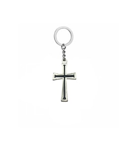 Zincir Figürlü Haç Anahtarlık – Zamak Metal Unisex Gotik ve Sembolik Aksesuar