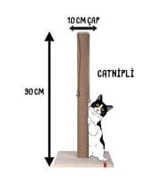 90cm Catnipli Kalın Borulu Dev Tırmalama Tahtası Krem Minder Yüzey
