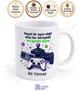 Oyun Kolu Temalı Kişiye Özel Baskılı Kupa Bardak Gamer Hediye