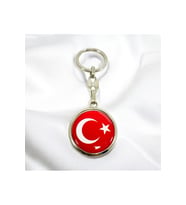 Türk Bayrağı Kırmızı Anahtarlık, Çift Taraflı Bombeli (Standart)
