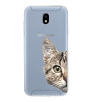Samsung Galaxy J5 Pro Kapak Catface Tasarımlı Şeffaf Silikon Kılıf