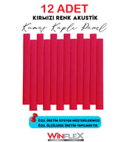 DİKEY AKUSTİK KUMAŞ KAPLI PANEL 12 ADET-(10x100CM) (Kırmızı)