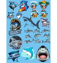 Köpek Balığı Sticker Set-3 17 Parça Telefon, Tablet, Defter, Laptop Sticker