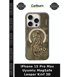 iPhone 15 Pro Max Uyumlu MagSafe Leopar Kılıf 3D Moda Telefon Koruyucu Koruma