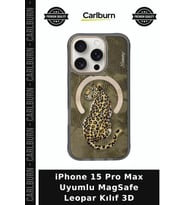 iPhone 15 Pro Max Uyumlu MagSafe Leopar Kılıf 3D Moda Telefon Koruyucu Koruma