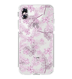 Apple iPhone XSKamera Korumalı Tıpalı Kapak Floral Pudra Tasarımlı Şeffaf Kılıf
