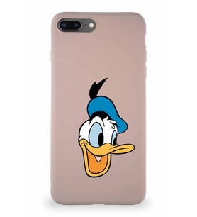 Apple iPhone 7 Plus Soft Premier Kapak Donald Duck-A Tasarımlı Silikon Kılıf - Pudra (Şeffaf)