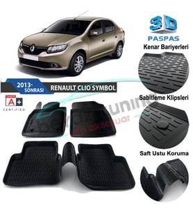 Renault Symbol Havuzlu 3D Paspas Niken Siyah 2013 Sonrası