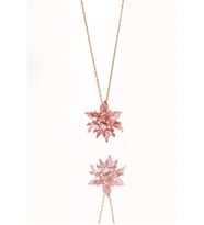925 Ayar Gümüş Rose Kaplama 3 Katlı Lotus Kolye (Mor)