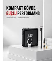 6000mAh Bataryalı Type-C Şarjlı Diyafram Tip Kompresör LED Işıklı