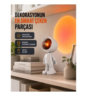 Mey İthalat® Gün Batımı Efekti Sunan Astronot LED Masa Lambası Yeni Nesil
