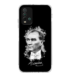 Xiaomi Redmi 9T  Kamera Korumalı Kapak Atatürk Tasarımlı Şeffaf  Kılıf