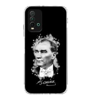 Xiaomi Redmi 9T  Kamera Korumalı Kapak Atatürk Tasarımlı Şeffaf  Kılıf