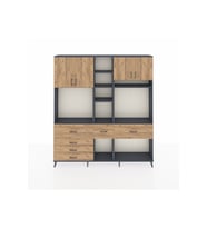 Arges Gardrop 11 Raflı 6 Çekmeceli 4 Kapaklı 220x30x243 Antrasit-Çam