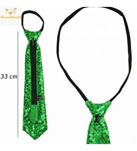 Yeşil Renk Pul Payetli Işıltılı Parti Kravatı 33 cm