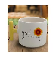 Sarı T Kulp Good Morning Tasarımlı Latte Fincan Modeli