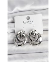 Gümüş Renk Halka Model Pirinç Kadın Küpe - TJ-BKP11349
