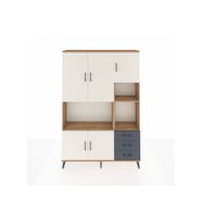 Arges Dolap 9 Raflı 3 Çekmeceli 5 Kapaklı 132x30x195 Çam-Aytaşı/Antrasit