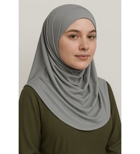 Pileli Tesettür Hijab Hazır Eşarp (Vizon)