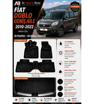 FİAT DOBLO GENİŞ AİLE 2010-2022 Araca Özel 3D Paspas + 3D Bagaj Havuzu