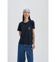 Face Of Niho Kadın Nakış T-Shirt (Lacivert)