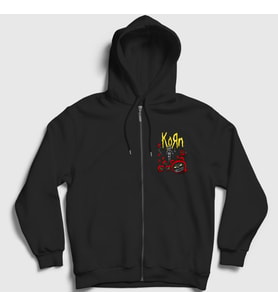 Presmono Unisex Siyah Forest Korn Fermuarlı Kapüşonlu Sweatshirt 92051tt