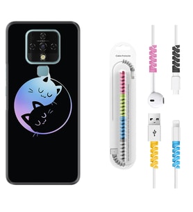 Tecno Camon 16 18P Pova 3 Pova Neo Kılıf Kablo Koruma Spiral Silikon Love Cats 1604