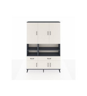 Arges Gardrop 8 Raflı 2 Çekmeceli 6 Kapaklı 132x30x195 Antrasit-Aytaşı