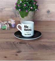 Aile Hekimi Türk Kahvesi Fincanı Siyah Tıp Bayramı Hediyesi