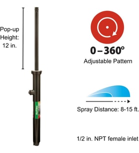 Rain Bird 1812Ap Profesyonel Açılır Yağmurlama, Ayarlanabilir 0° - 360° Desen, 8' - 15' Püskürtme Me (Çok Renkli)