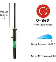 Rain Bird 1812Ap Profesyonel Açılır Yağmurlama, Ayarlanabilir 0° - 360° Desen, 8' - 15' Püskürtme Me (Çok Renkli)