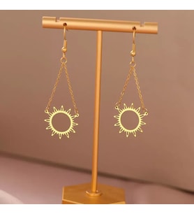 Kişiye Özel 925 Ayar Gümüş Zincir Tasarım Güneş Küpe (Gold)