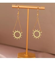 Kişiye Özel 925 Ayar Gümüş Zincir Tasarım Güneş Küpe (Gold)