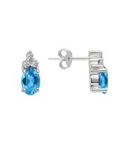 Sirius Pırlanta ve Oval Mavi Topaz Taşlı Küpe 0717E0052