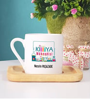 Kimya Mühendisi Türk Kahvesi Fincanı Ahşap Altlıklı