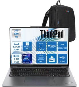 Lenovo Thinkpad X9-14 Gen 1 Aura Edition Intel Core Ultra 7 258V 32 GB 2tb SSD Windows 11 Pro 14'' 2.8k (2880 x 1800) OLED 500NITS Dokunmatik Dizüstü Bilgisayar X21QA0025TX04 + Zetta Çanta