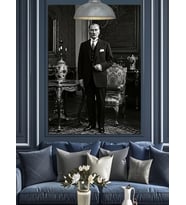 Siyah Beyaz Mustafa Kemal Atatürk Dekoratif Kanvas - Mdf Ahşap Tablo