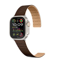 Apple Watch 7/8/9 41mm Kordon Şerit Çizgi İnce Dizayn Magnetik Strap 111 (KAHVE)