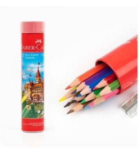 Faber Castell 12 Renk Metal Kutuda Kuru Boya