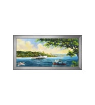 İstanbul Boğaz Vapuru Motifli Kanvas Tablo 50 x 70 cm Silver Çerçeve