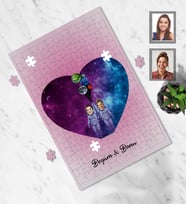 Kişiye Özel Uzay Arkadaş Karikatürlü A3 130 Parça Puzzle Model  -1
