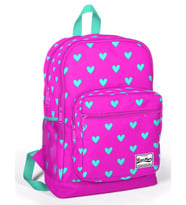Coral High Kız Çocuk İlkokul Çantası - Pembe-Yeşil Kalp Desenli - Dört Bölmeli