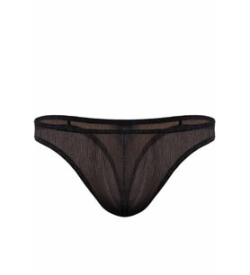 Doreanse Erkek Polyester Siyah Parlak Transparan Tanga String 1302