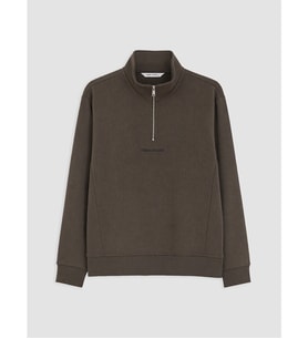LCW Vision Kahverengi Dik Yaka Baskılı Erkek Kalın Sweatshirt