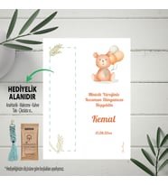 Hediyelik Kart - Bebek Ayıcık Tasarım - Makrome Anahtalık, Toka, Kurabiye, Kahve Kartı