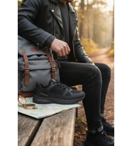 Enoch Erkek Yüksek Tabanlı Katmanlı Tasarım Outdoor Günlük Spor Ayakkabı Sneaker (Siyah)